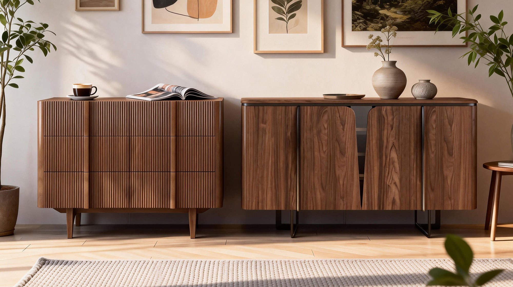 Sculpted Walnut Storage Statement