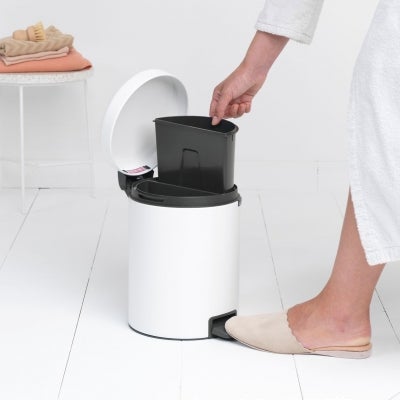 Brabantia NewIcon Pedal Waste Bin, 2/2 Litre, White