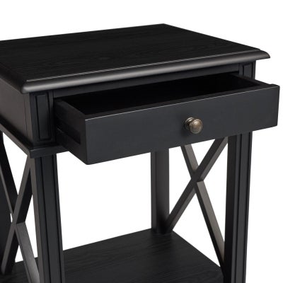 Manto Timber Bedside Table, Small, Ash Black