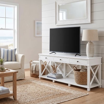 Manto Timber 3 Drawer TV Unit, 154cm, White