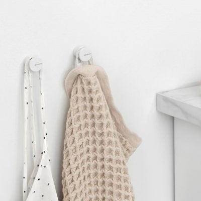 Brabantia Mindset Towel Hook, Set of 2, Mineral Fresh White