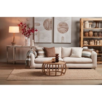 Manningham Timber Oriental Round Coffee Table, 85cm, Natural