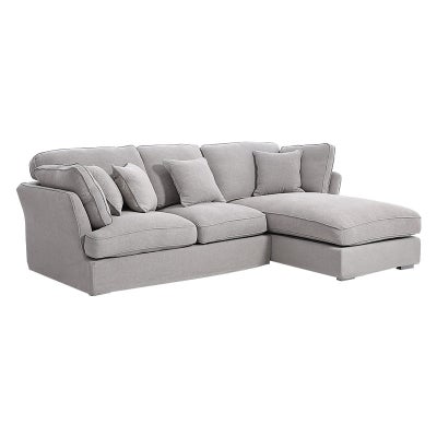 Armoni Cotton Linen Fabric Modular Corner Sofa, 4 Seater with RHF Chaise, Light Grey