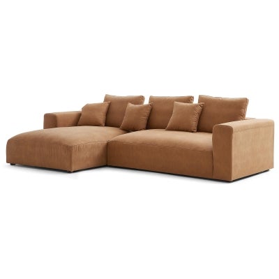 Sleekon Modern Fabric Modular Corner Sofa, 4 Seater with LHF Chaise, Camel