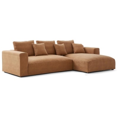 Sleekon Modern Fabric Modular Corner Sofa, 4 Seater with RHF Chaise, Camel