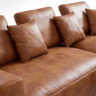 Sleekon Modern Fabric Modular Corner Sofa, 4 Seater with RHF Chaise, Tan