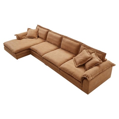 Belvoir Fabric Modular Corner Sofa, 5 Seater with LHF Chaise, Camel