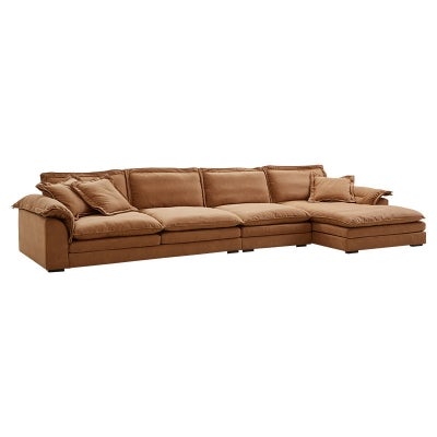 Belvoir Fabric Modular Corner Sofa, 5 Seater with RHF Chaise, Camel