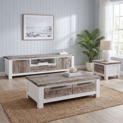 Nordington Acacia Timber 2 Drawer Coffee Table, 130cm