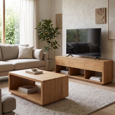 Oscar Mindi Wood 3 Drawer TV Unit, 180cm, Natural