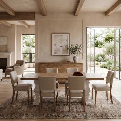 Fauchey Elm Timber 6 Door 3 Drawer Buffet Table, 200cm, Natural