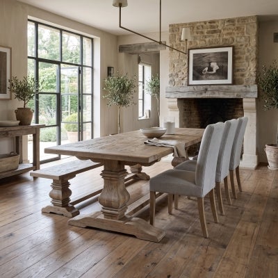 Broussey Reclaimed Elm Timber Pedestal Dining Table, 200cm