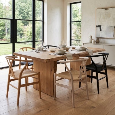 Hanx Replica Hans Wegner Wishbone Chair, Natural / Black
