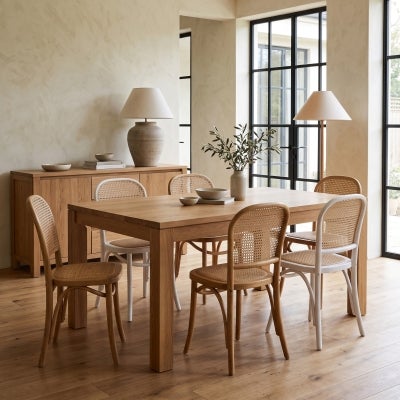Rafflie Rattan & Birch Timber Dining Chair, White