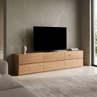 Pasco Messmate Timber 6 Drawer TV Unit, 200cm