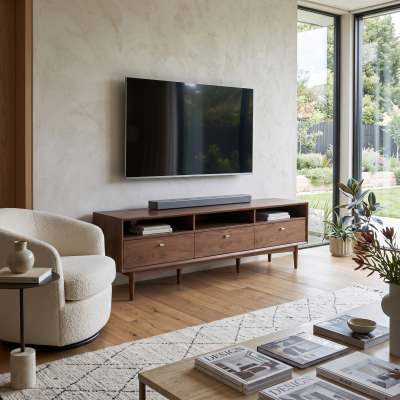 Hogue American Walnut 3 Drawer TV Unit, 180cm