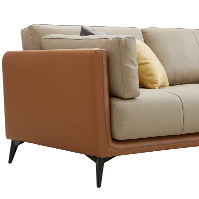 Cambria Modern Leather Modular Corner Sofa, 4 Seater with RHF Chaise