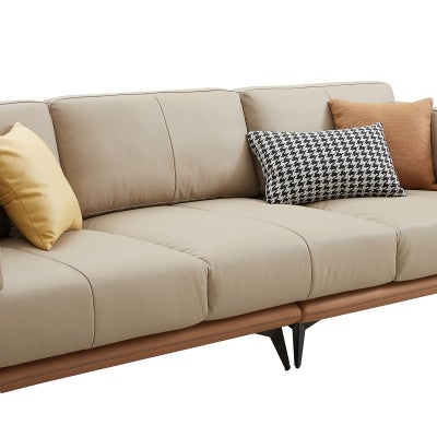 Cambria Modern Leather Modular Sofa, 4 Seater