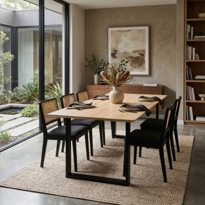 Batavia Messmate Timber & Metal Dining Table, 180cm