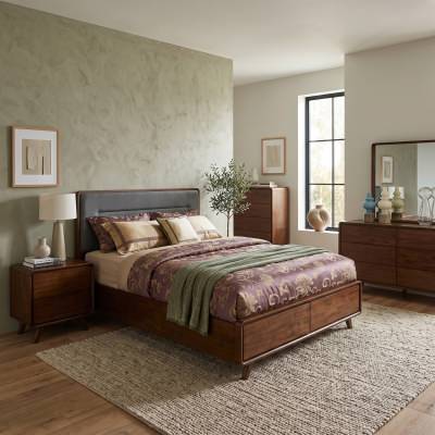 Sloto Poplar Timber Bedside Table, Cherrywood