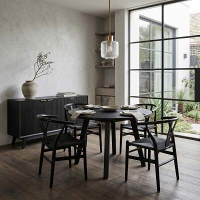 Pozsar Acacia Timber 3 Door Buffet Table, 165cm