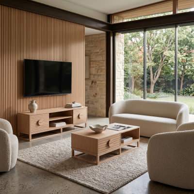Nerox Wooden 2 Door TV Unit, 165cm, Oak