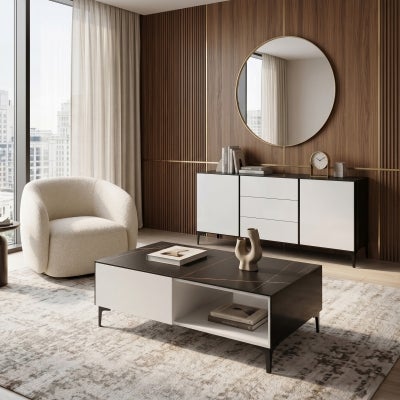 Sierra Sintered Stone Top Modern 2 Door 3 Drawer Buffet Table, 160cm