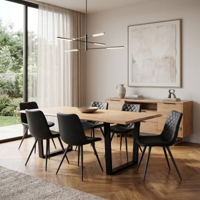 Ari Hardwood Timber Dining Table, 240cm, Natural / Black