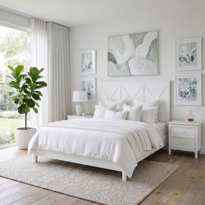 Aston Birch Timber Bed Headboard, King, Matt White