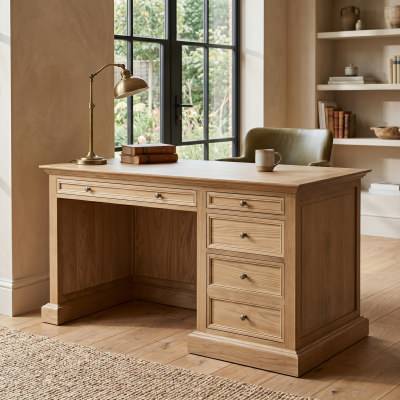 Hermitage Oak Timber Executive Desk, 147cm, Natural Oak
