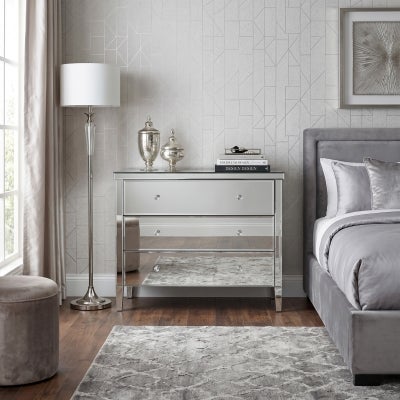 Vienna Mirrored 3 Drawer Dresser, Clear