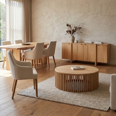 Brivis Blue Gum Timber Round Coffee Table, 120cm