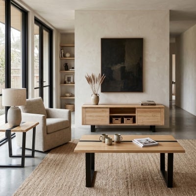 Orvian Rubberwood Timber Square Lamp Table