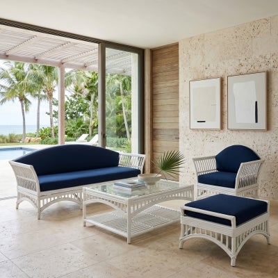 Martello Rattan Armchair, White