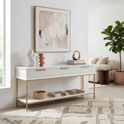 Aimee Console Table, 200cm, White / Gold