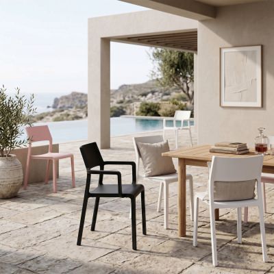 Trill Italian Made Commercial Grade Indoor / Outdoor Dining Armchair, White