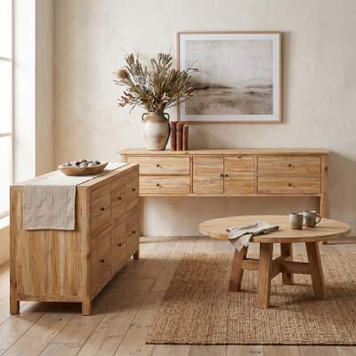 Sheraton Timber Round Coffee Table, 100cm, Rustic Pine