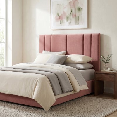 Soho Velvet Fabric Bed Headboard, King, Dusty Rose