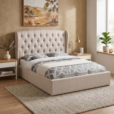 Camden Fabric Bed, Queen, Champagne