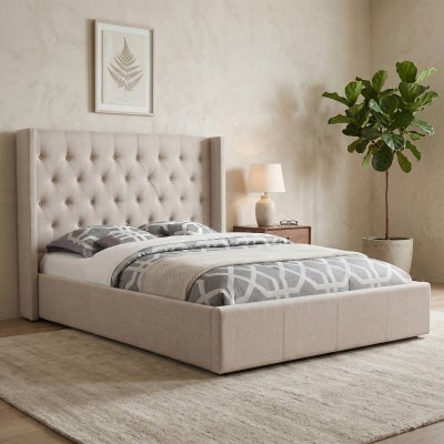 Chelsea Fabric Bed, Double, Champagne