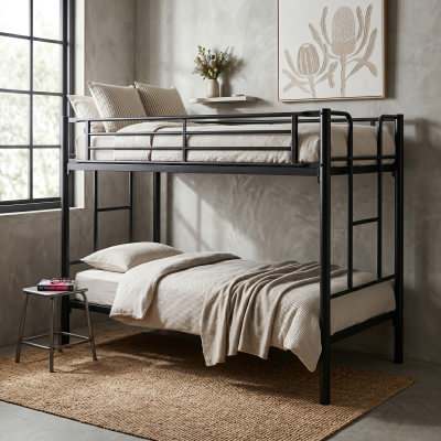 Junee Australian Made Commercial Grade Metal Bunk Bed, King Single, Matt Black