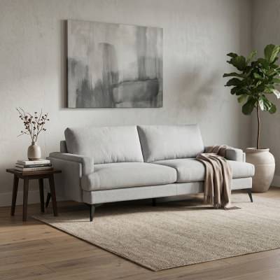 Lavell Fabric Sofa, 3 Seater, Light Grey