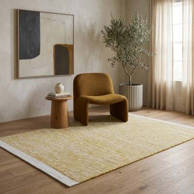 Boondi Handwoven Wool Rug, 190x280cm, Ivory / Honey