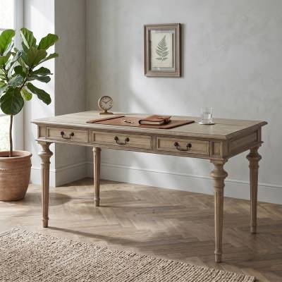 Phillip Scott Oak Timber Writing Desk, 152x75cm, Weathered Oak