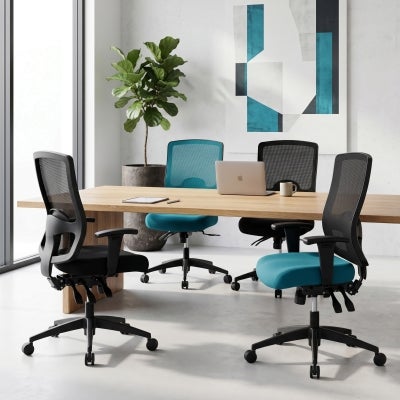 Buro Tidal Mesh Back Fabric Office Chair, Black / Teal