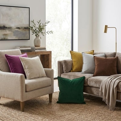 Maldon Velvet Euro Cushion, Mocha