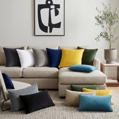 Bondi Velvet Lumbar Cushion Cover, Sunshine