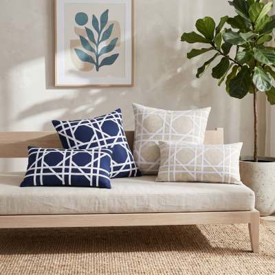 Riviera Fabric Scatter Cushion Cover, Navy