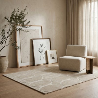 Wedgwood Renaissance Hand Tufted Designer Wool Rug, 240x170cm, Beige