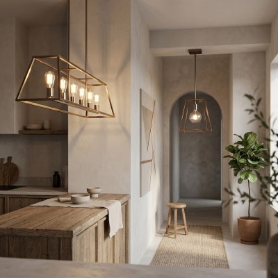 Southport Metal Urban Retro Pendant Light, 6 Light, Brushed Chrome